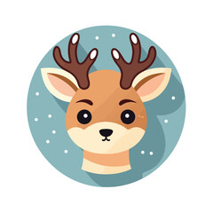 Circle deer forest animal face with horns icon isol