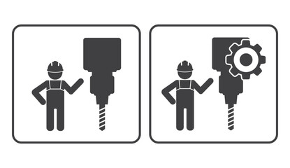 worker with drill icon - 766625594