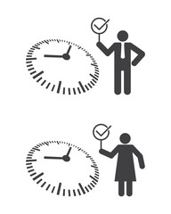 Clock with person man and woman icon
