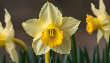 A Close Up Of A Blooming Daffodil With Its Vibran