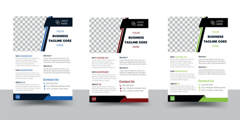 Business flyer, brochure design, magazine or flier mockup in blue,green ,red & black colors,flyer in A4 size. - obrazy, fototapety, plakaty