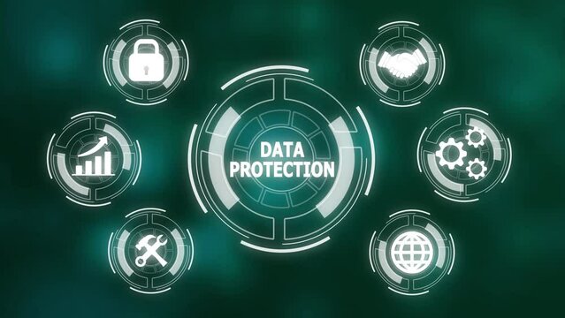 Data protection icon animation Internet safety icons . Lock Icon Cyber Security, Digital Data Network Protection.