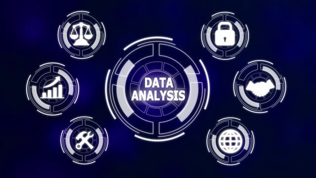 Analysis Text Effect Technology Background. Data Analysts hologram concept.