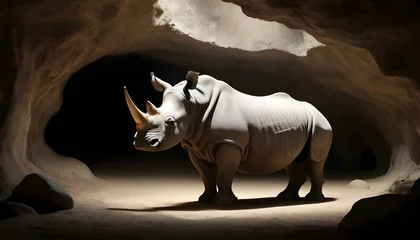 Keuken spatwand met foto A Rhinoceros In A Cave © Khalid