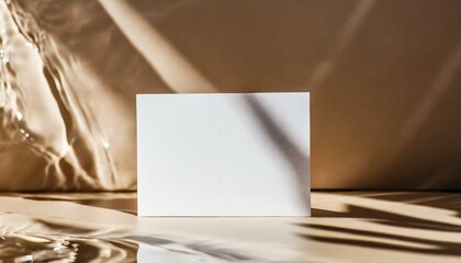 Business Card Mockup for Branding - Promotional Material for Personal Identification tied to Business - Wooden Background with Shadow Overlay - Sunshine casted on Template