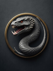Cobra Emblem logo in circle, Gray background 