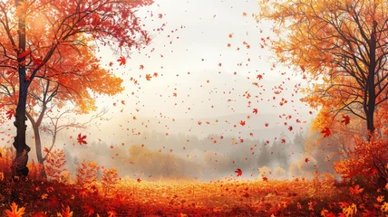 Keuken foto achterwand Autumn forest and fall landscape © PNG WORLD