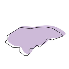 Honduras country simplified map. Violet silhouette with thin black smooth contour outline isolated on white background. Simple vector icon