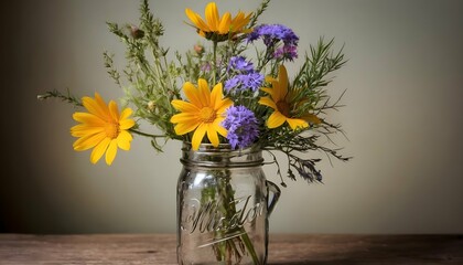 A Still Life Photograph Of A Bouquet Of Wildflower