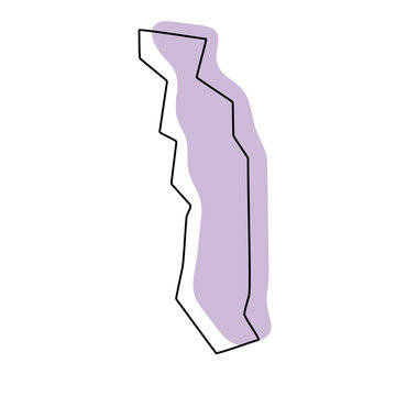 recommend clip art: Togo country simplified map. Violet silhouette with thin black smooth contour outline isolated on white background. Simple vector icon