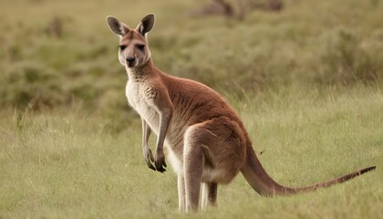 Naklejka na ściany i meble A Kangaroo With Its Joey Peeking Out To Explore