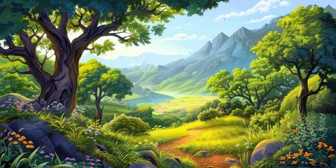 Foto op Canvas Depict a game art scene of a secluded forest © PNG WORLD