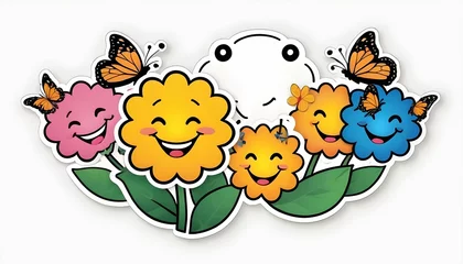 Fotobehang A Smiling Flower With Butterflies Sticker Cheer Upscaled 4 © Rathore