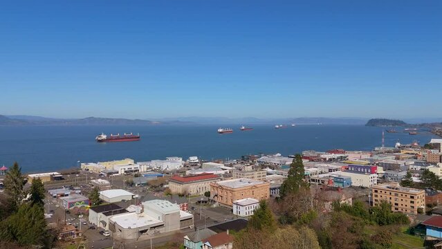 Astoria Oregon Coast Columbia River Town Drone Aerial Video 2