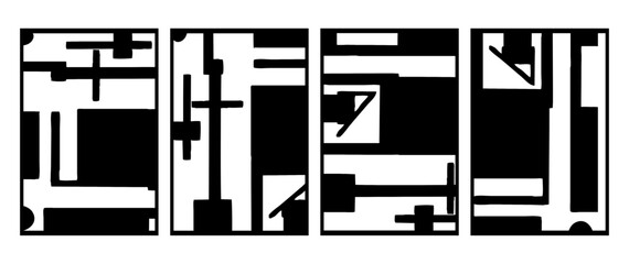 Naklejka premium Set of 4 Printable minimalist illustration. Geometric background design, abstract cover templates.