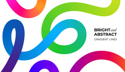 Color Lines with Gradient. Abstract Modern Shapes. Vector Background with Color Dynamic Ribbon. Flowing Spiral Strokes. © Briddy