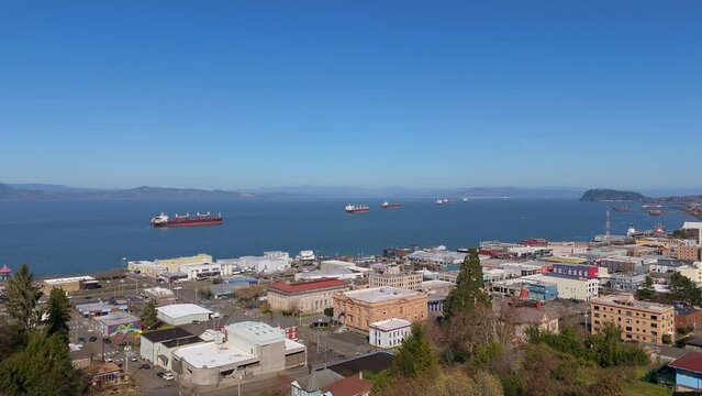 Astoria Oregon Coast Columbia River Town Drone Aerial Video 1