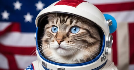 Cat wearing a white astronaut helmet
