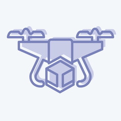 Icon Delivery Drone. related to Drone symbol. two tone style. simple design editable. simple illustration