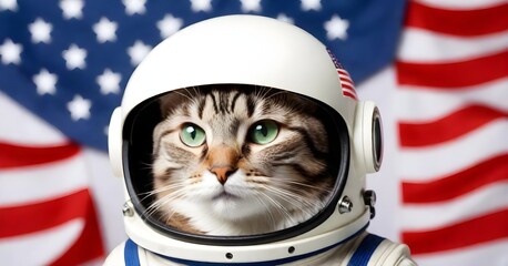 Cat wearing a white astronaut helmet