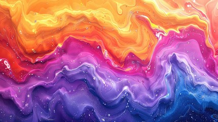 Fluid art with vibrant neon colors background