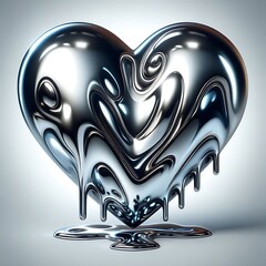 3D chrome heart y2k shape, vector silver liquid love icon futuristic metal glossy steel sticker. Future galaxy retro aesthetic trendy objects cyber metallic reflection cosmic collection. 3D chrome