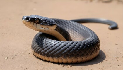 A Coiled Cobra Ready To Defend Its Territory