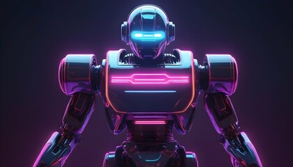 A Futuristic Robot With Neon Lights And A Retro I