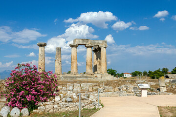 The archaic temple of Apollo, in ancient Corinth, Greece. It was built with monolithid doric...