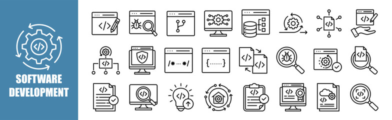 SOFTWARE DEVELOPMENT icon set for design elements