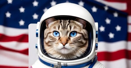 Cat wearing an astronaut helmet