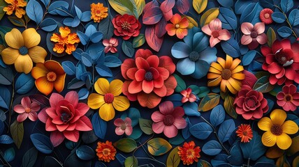 seamless floral wallpaper background pattern - obrazy, fototapety, plakaty