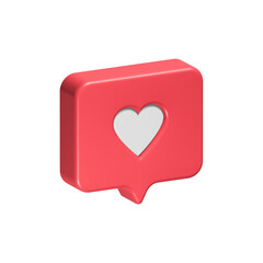 love icon chat bubble symbol red 3d