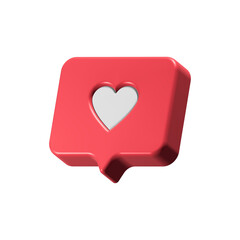 love icon chat bubble symbol red 3d