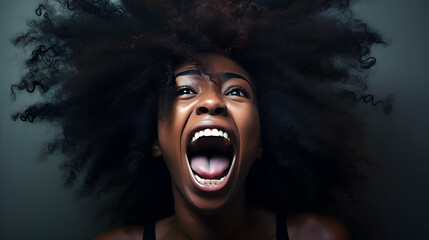 black person screaming, Afro person's cry for freedom - obrazy, fototapety, plakaty
