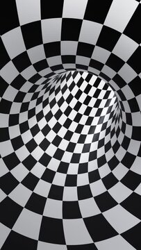 Vertical video black and white circle optical illusion tunnel loop animation