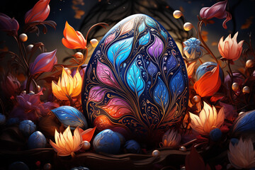 Easter holiday , Easter eggs with national ornaments.