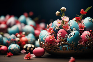 Easter holiday , Easter eggs with national ornaments.