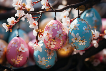 Easter holiday , Easter eggs with national ornaments.