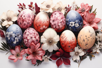 Easter holiday , Easter eggs with national ornaments.