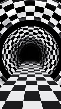 Vertical video black and white optical illusion road with rotating circles