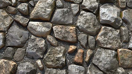 A seamless texture of a cobblestone street. The stones are wet and glistening in the sunlight.