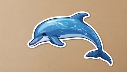 A Playful Dolphin With Waves Sticker Playful An