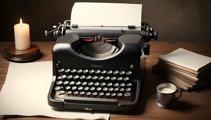 A Vintage Typewriter With A Blank Sheet Of Paper