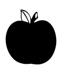 illustration of an isolated black apple silhouette