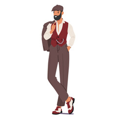 Obraz premium Dandy Man Subculture Emphasizes Refined Elegance, Male Character Wears Sophisticated Attire And Exude An Air Of Genteel