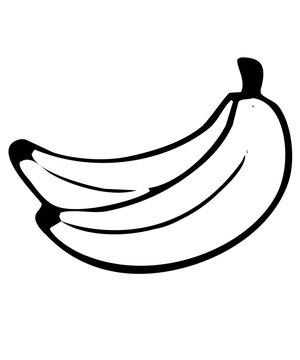 black outline illustration of a banana