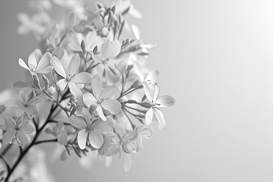 The delicate white blooms, arranged in a monochromatic symphony, exuded an aura of ethereal elegance, creating an ambiance of serene simplicity.