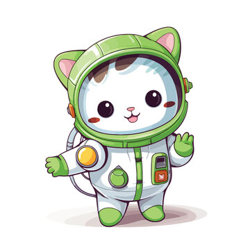 CUTE JAPANESE LUCKY CAT IS WEARING ASTRONAUT SUIT A