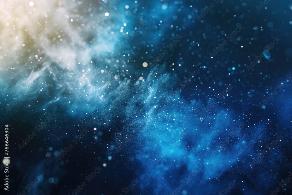 Poster A particle-filled composition creating an ethereal atmosphere, Composition filled with particles, evoking an ethereal ambiance.